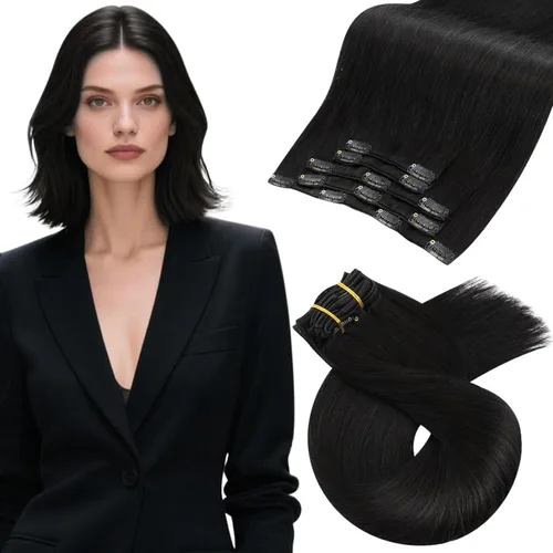 Vista 58 de Moresoo Extensiones de cabello humano con clip, balayage, color marrón oscuro a marrón dorado con clip, extensiones de cabello humano con clip, 5