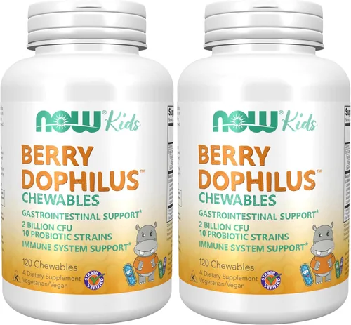 Vista 7 de NOW Foods Suplementos, BerryDophilus con 2 mil millones, 10 cepas probióticas, endulzado con xilitol, cepa verificada, 60 masticables, el embalaje