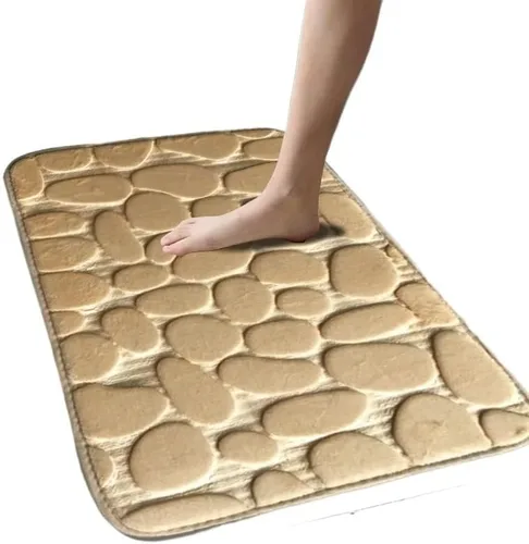 Vista 4 de Alfombra antideslizante de Baño De Franela Gruesa Antideslizante, Almohadilla De Espuma Viscoelástica, Adoquín En Relieve, Alfombra De Suelo De