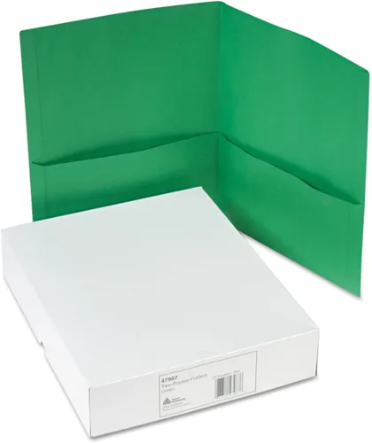 Vista 3 de Avery Carpeta de dos bolsillos, carta, 8.50 x 11 pulgadas, capacidad de 20 hojas, 2 bolsillos, papel en relieve, verde, 25 / caja (AVE47987)