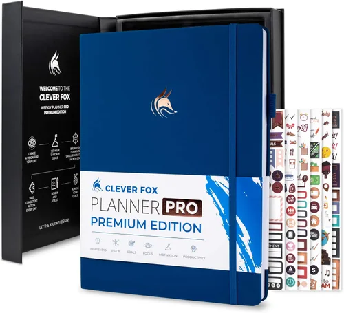 Vista 15 de Clever Fox Planner Pro Premium - Lujosa agenda semanal y mensual con organizador de presupuesto para productividad y objetivos, sin fecha, A4