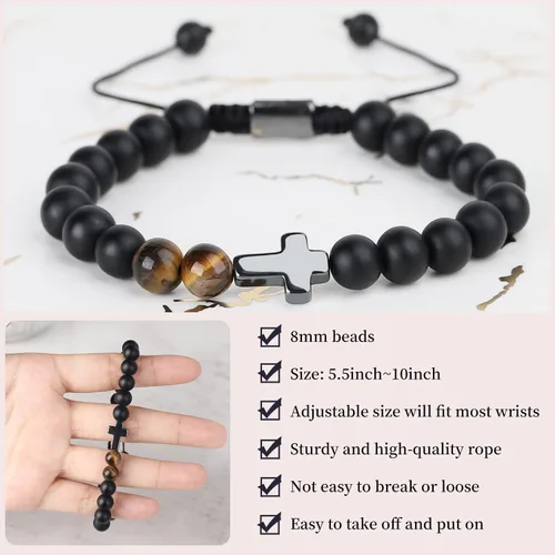 Vista 3 de Cross Bracelet for Men, Boys, Son,Boyfriend, Husband, Man, Soulmate, Dad, Grandpa, Grandson, Bonus Dad, Uncle, Brother, Nephew- Anniversary