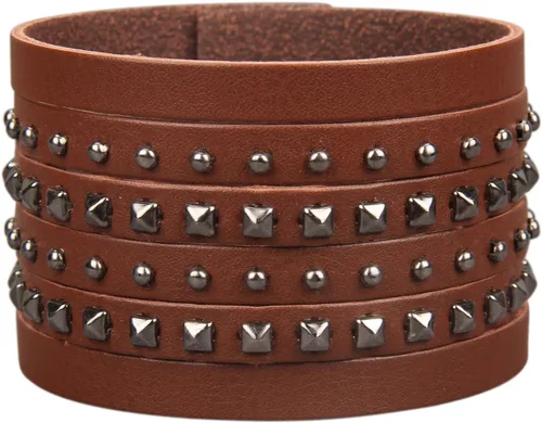 Vista 75 de Jeilwiy Pulseras de cuero punk para hombres, pulseras hechas a mano, brazalete ancho, joyería trenzada, color negro y marrón, ajustable, regalos