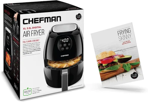 Vista 7 de Chefman Horno digital con pantalla táctil de 3.5 cuartos de galón con cesta plana que ahorra espacio, freidora de aire saludable sin aceite