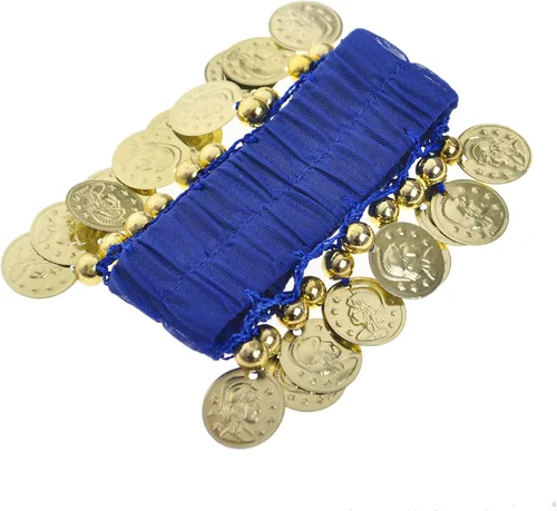Vista 4 de Pulseras de muñeca y tobillo para danza del vientre, accesorio de disfraz de Halloween Negro