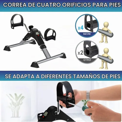 Vista 3 de Bicicleta estática plegable para debajo del escritorio, ejercitador de pedal de brazo y pierna portátil