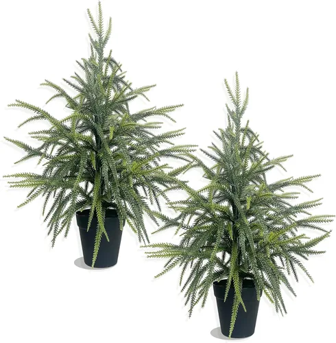 Vista 13 de Árbol topiario artificial de 2 pies, hermosos pinos de cedro sintético, árboles de Navidad, con clasificación UV, arbustos falsos para porche