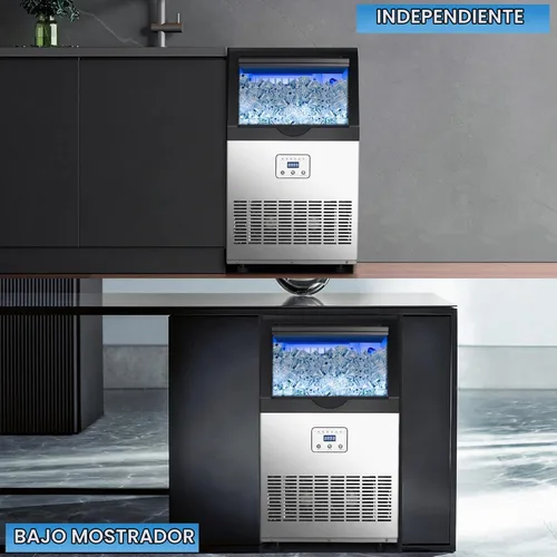 Vista 6 de Máquina comercial de hielo de 90 libras/24 horas, máquina de hielo de acero inoxidable bajo encimera o independiente con almacenamiento de 25