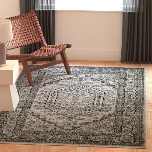 Vista 48 de SAFAVIEH ADR108B - Tapete de la colección Adirondack, 2 pies 1 pulgada x 6 pies, marfil y plateado, diseño de medallón oriental, no desprende