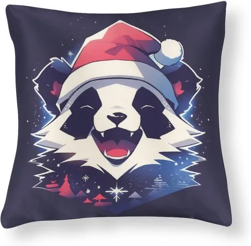 Vista 13 de Almohadas grandes para sofá de 16 x 16 pulgadas, diseño de mapache de dibujos animados, Navidad, nieve, invierno, cuadradas, de satén, funda