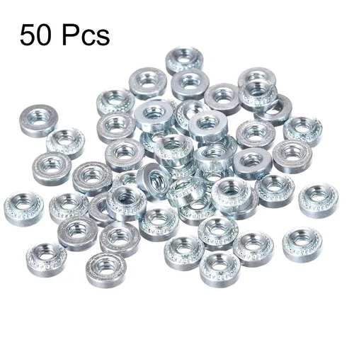 Vista 3 de uxcell Tuercas autoadhesivas, acero al carbono #4-40 x 0.1 pulgadas con tuerca de remache galvanizado de cabeza redonda, acero de cabeza redonda