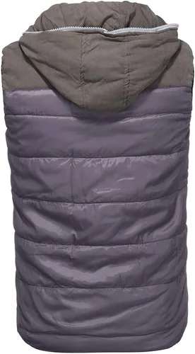 Vista 5 de Chaleco para hombre, acolchado de invierno, cálido, con cuello alto, impermeable, con capucha