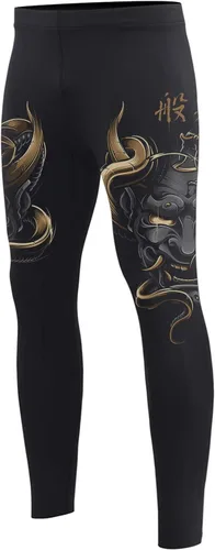 Vista 2 de O2TEE Máscara Samurai Grappling Spats Leggings de compresión Pant- Running, BJJ, MMA, Muay Thai BR