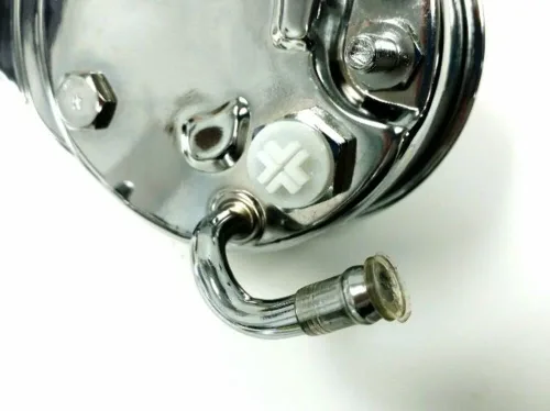 Vista 2 de Pirate Mfg Bomba de dirección asistida con polea de doble ranura, estilo Saginaw cromado, compatible con Chevy BBC SBC