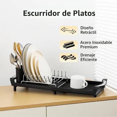 Vista 7 de Escurridor extensible de acero inoxidable, sobre fregadero o encimera