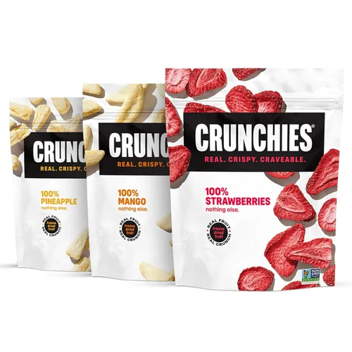 Vista 7 de Crunchies Frutas Liofilizadas, Fruta Crujiente 100% Totalmente Natural, Sin OGM y Kosher, Paquetes de Aperitivos de Fruta Liofilizada Resellables
