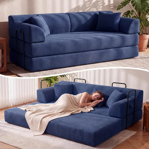 Vista 11 de Sofá cama convertible de 79 pulgadas, sofás deshuesados con respaldo alto