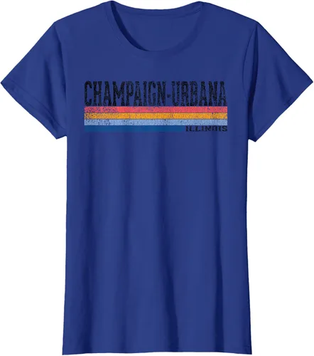 Vista 61 de clásico 1980s estilo champaign-urbana Illinois T Shirt, hombre 2XL, Blanco