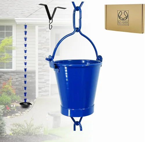 Vista 11 de U-nitt Cadena de lluvia para recolección de agua para canalones, recolector de agua de lluvia y desviador, cadenas de 8.5 pies para jardín exterior