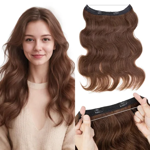 Vista 12 de MY-LADY - Extensiones de cabello humano real, extensiones de cabello humano real, 12 pulgadas, color marrón oscuro, extensiones de cabello largo