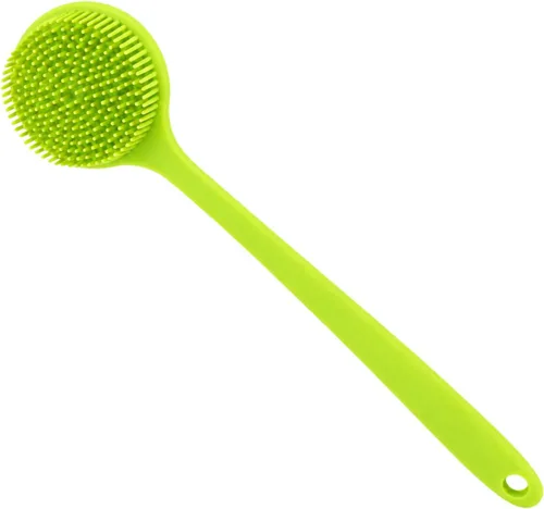 Vista 12 de Depurador corporal de silicona, depurador de espalda de mango largo para cuerpo, cepillo de espalda para ducha, exfoliante corporal Negro