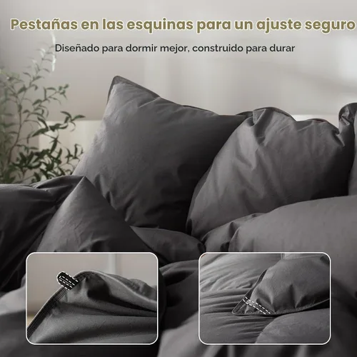 Vista 7 de Edredón de Plumas Tamaño Full, Edredón de Cama Estilo Hotel, 750+ Poder de Relleno, 1200TC, Tela de Algodón 100% Orgánico, Inserto de Edredón Gris