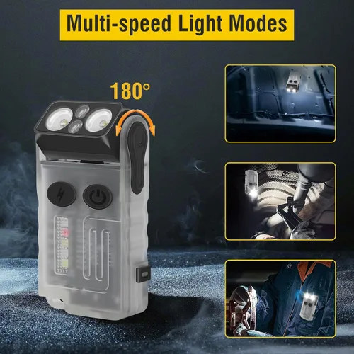 Vista 3 de BORUIT Linterna pequeña V20 con clip, magnética, giratoria de 180° Fluorescente