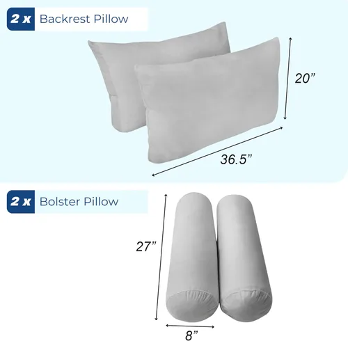 Vista 8 de Prolinemax Cojín de almohada y cojín de almohada de tamaño individual estilo 2, relleno de fibra de poliéster, para exteriores, interiores, porche