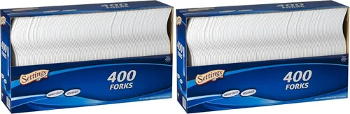 Vista 6 de Settings - Cubertería desechable (400 piezas) BPA-free blades cut meats & desserts cleanly without snapping; great for parties, weddings, catering