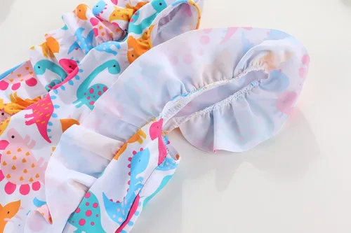 Vista 5 de Amberetech Traje de baño de una pieza para niñas con volantes, sin mangas, bikini para la playa