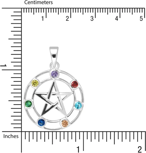 Vista 3 de WithLoveSilver de plata de ley 925encanto de la estrella pentáculo Wicca Chakra 7de circonita cúbica Colgante