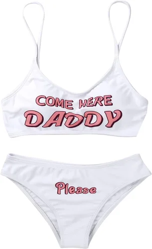 Vista 6 de YiZYiF Conjunto de lencería de 2 piezas para mujer, con brasier Yes Daddy, conjunto de lencería de anime para cosplay
