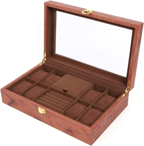 Vista 3 de Eapmic - Joyero organizador de madera con 8 2 ranuras