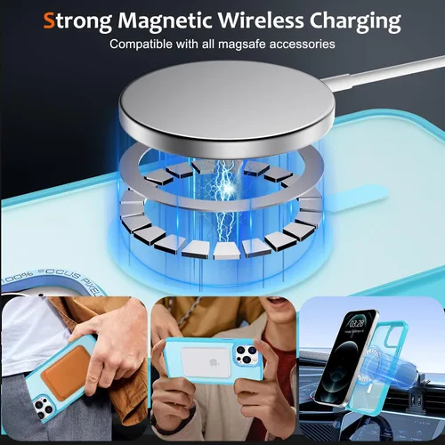 Vista 955 de Anuck - Funda magnética para iPhone 11 compatible con MagSafe, carcasa trasera mate translúcida dura, borde de TPU, delgada, resistente a impactos