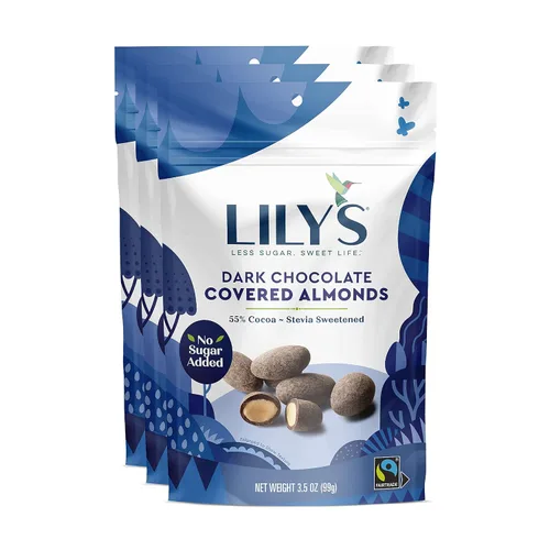 Vista 8 de Lily's Sweets, Almendras cubiertas de chocolate negro, 3.5 onzas