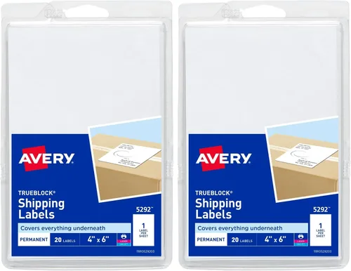 Vista 7 de Avery Etiquetas de envío imprimibles, 4 "x 6", blancas, 20 etiquetas de dirección en blanco (05292)