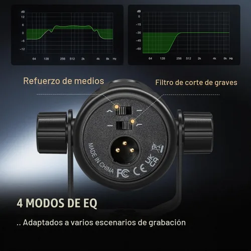 Vista 5 de FIFINE AmpliTank TANK1 XLR Micrófono dinámico para grabación vocal Podcast