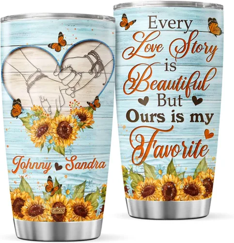 Vista 13 de CUBICER Vaso de café para parejas, taza de viaje floral con tapa, regalos de cumpleaños para mujeres, esposa, novias, adultos, vasos con aislamiento
