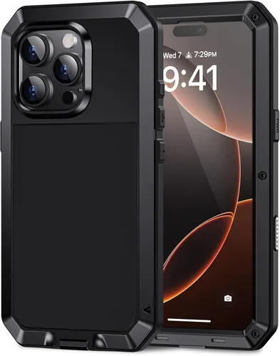 Vista 18 de Lanhiem Funda para iPhone 7 Plus/8 Plus, resistente a los golpes, [Tough Armour], funda de metal con protector de pantalla integrado, funda Negro