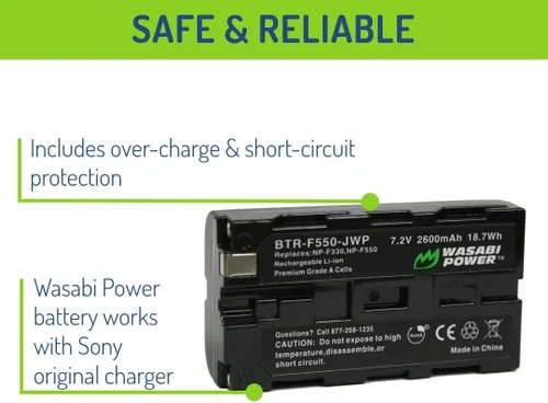 Vista 3 de Wasabi Power Batería para Sony NP-F330, NP-F530, NP-F550, NP-F570 (2600mAh, Serie L) y CN-160, CN-216, CN-126 Series, Atomos Ninja V, Shinobi