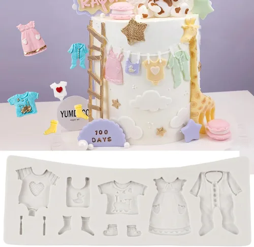 Vista 4 de Molde de silicona para pastel de bebé con temática de baby shower, moldes para pies de bebé para decoración de pastel de cumpleaños de bebé