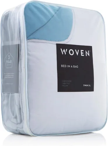 Vista 7 de MALOUF Juego completo de ropa de cama reversible para cama individual-Pacífico/Ceniza