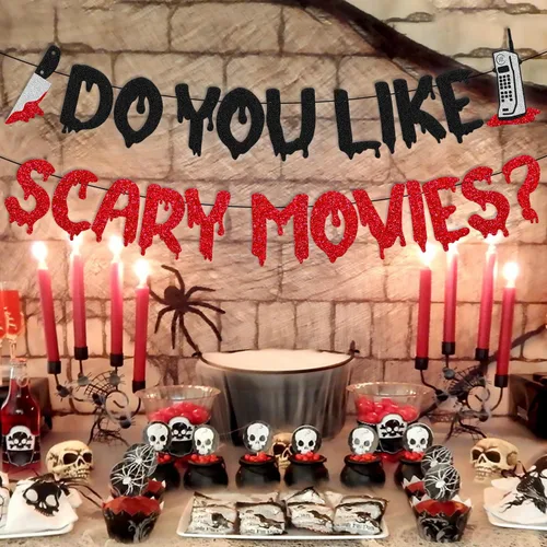 Vista 7 de Decoración de fiesta de noche de película, pancarta de películas de terror en santidad decoración de fiesta nocturna Have a Killer Scream Party