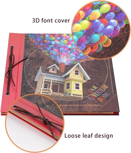 Vista 4 de JIMBON Big Adventure Book - Álbum de fotos de 12 x 12 pulgadas, 60 páginas, letras retro en relieve 3D de tapa dura, libro de recuerdos de viaje