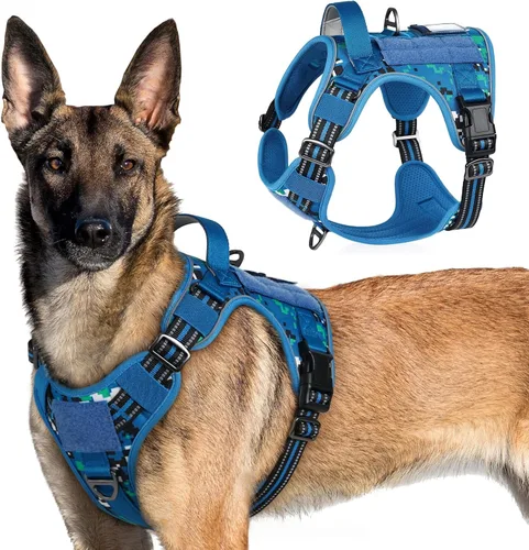 Vista 45 de rabbitgoo Arnés táctico para perros pequeños, chaleco de servicio militar sin tirones con asa y Molle, de fácil control para entrenar y caminar