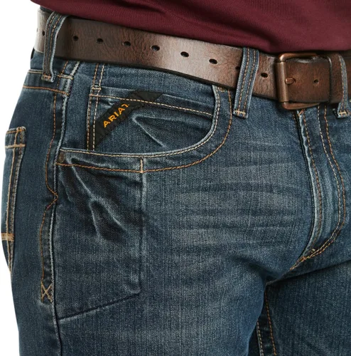 Vista 3 de Ariat Rebar M4 Relaxed DuraStretch - Jeans básicos de corte de bota para hombre, Carbine lado de la plancha