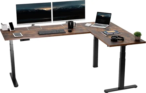 Vista 15 de VIVO DESK-KIT-3E8BO - Escritorio eléctrico de altura ajustable de 83 x 60 pulgadas para trabajar de pie, con 2 cubiertas sólidas de bambú, marco