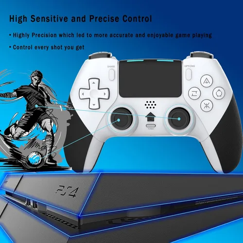Vista 3 de TERIOS Control inalámbrico Pro compatible con PS4PS4 ProPS4 Slim Console, control remoto para juegos con batería recargable integrada de 800 mAh