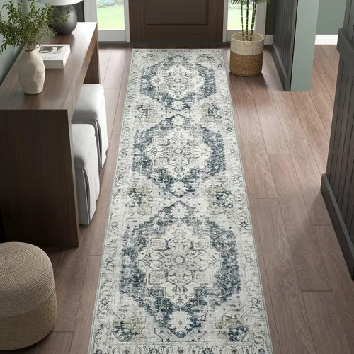Vista 16 de jinchan Alfombra de Área 2x3 pies Alfombra Vintage de Entrada Lavable Bohemia Tapete Interior para Puerta Medallón Floral Tapete Pequeño para Puerta