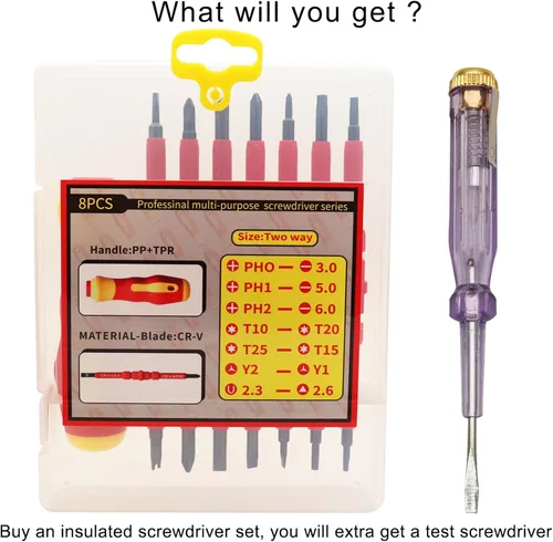 Vista 5 de Juego de destornilladores aislados, kit de herramientas para electricista, juego de destornilladores magnéticos 14 en 1, herramientas